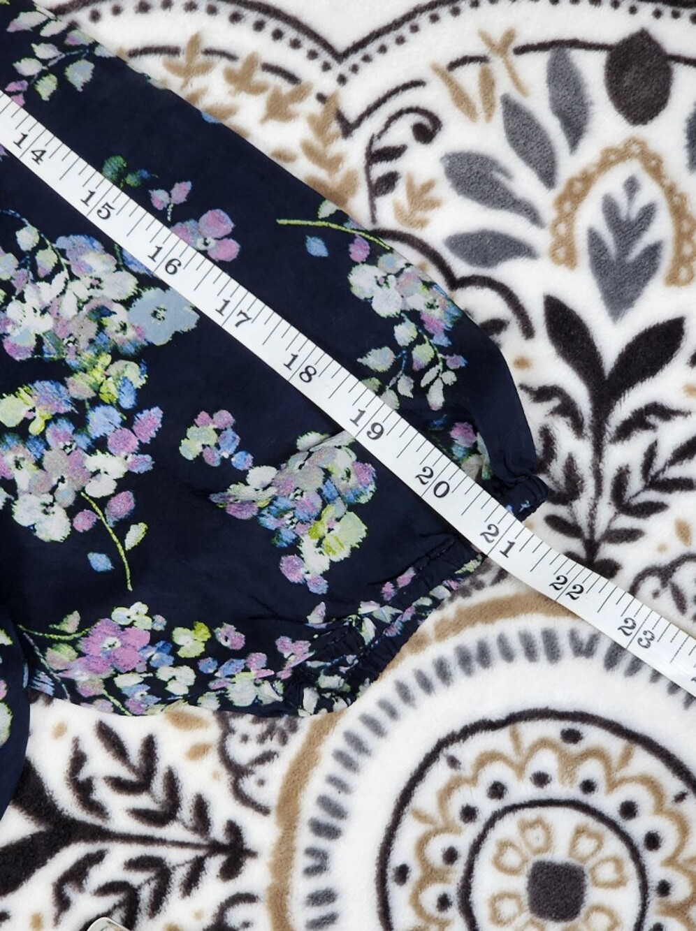 J. Jill Navy Floral Scoop-Neck Peasant Top - Picture 10 of 10